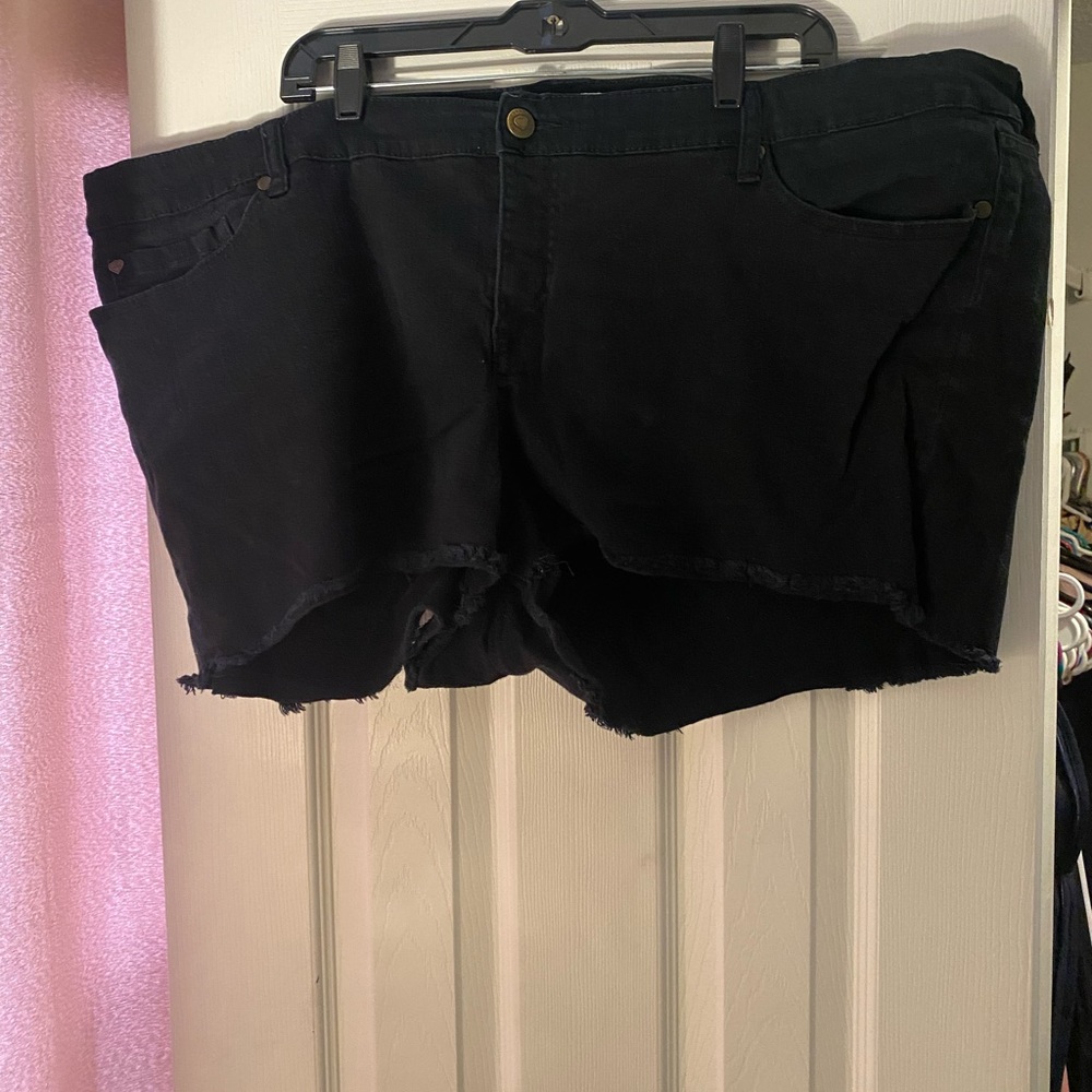 Black denim shorts